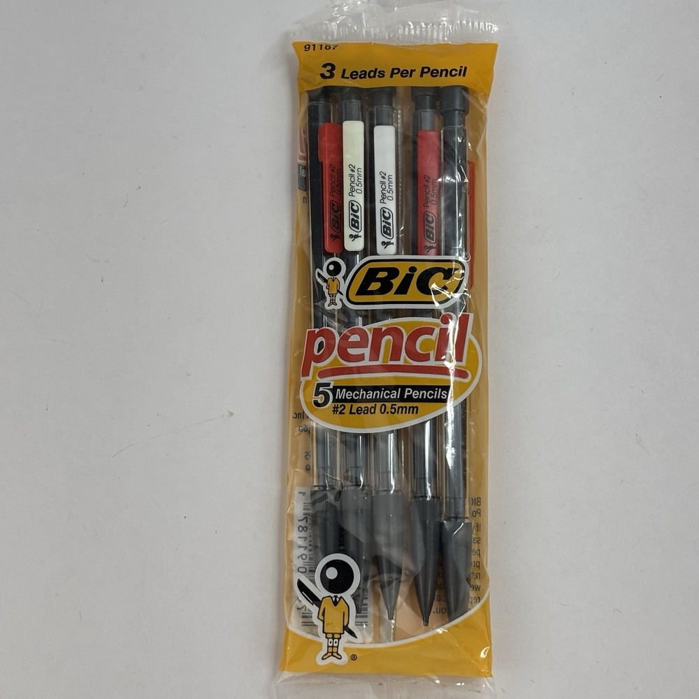 (5) Bic Mechanical Pencils #2 Lead 0.5mm 91187 NEW